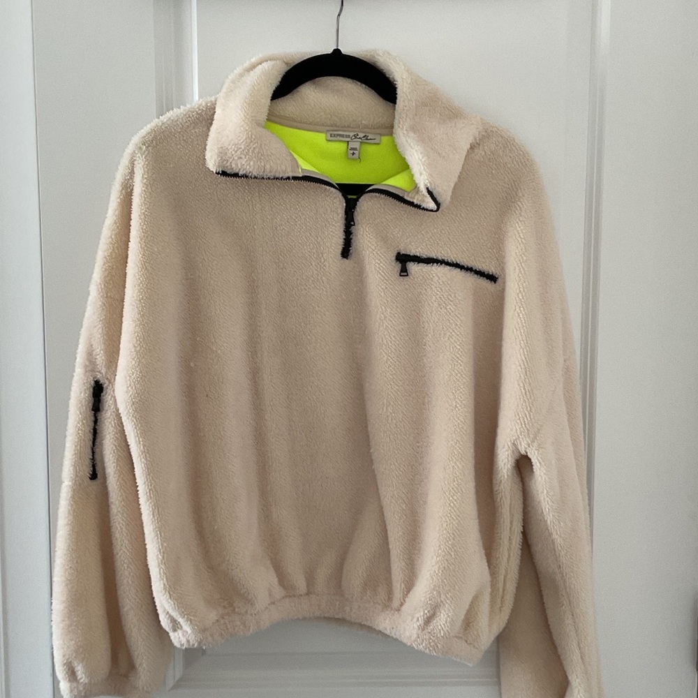 Express Cream and Neon Yellow Fleece Jacket
